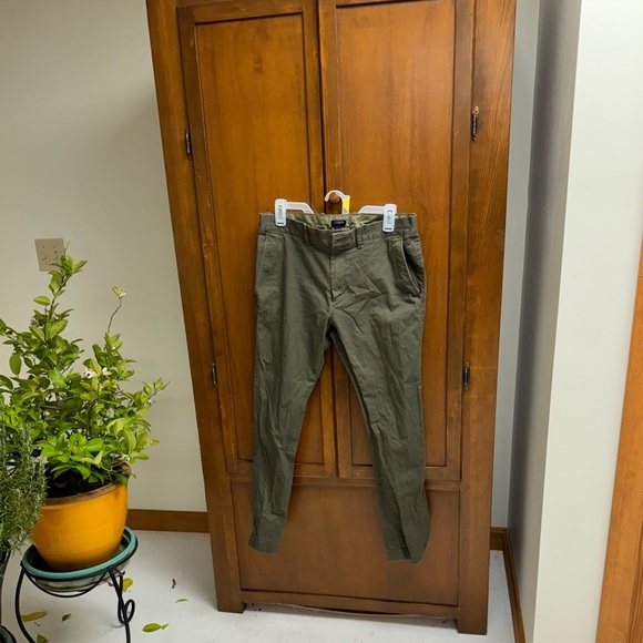 J. crew flex slim straight trousers pants army green W31 L 32 - Picture 1 of 6